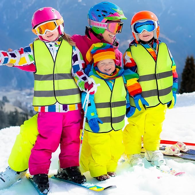 Zhanmai Kids Safety Vest Bulk High Visibility Reflective Construction Vest with Strips Neon for Traffic Child Outdoor