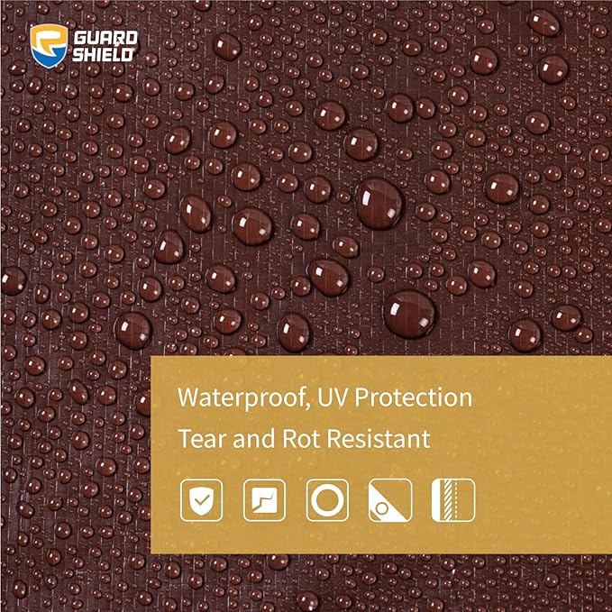 GUARD SHIELD Brown/Green Tarp 12x14 Feet Medium Duty Outdoor Waterproof Multi Purpose Poly Tarps Cover 7mil