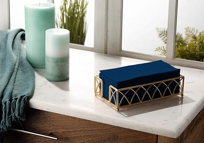 100 Linen-Feel Colored Paper Napkins - Decorative Cloth-Like Dark Blue Dinner Napkins - Soft And Absorbent. For Kitchen, Party, Wedding, Bathroom Or Any Occasion. (Pack of 100)