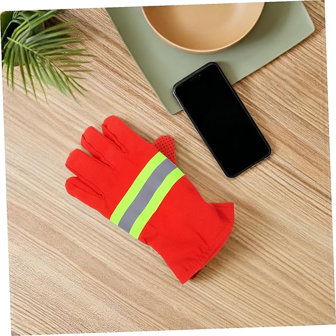 Zerodeko 2 Pairs Flame-resistant Welding Gloves Heat Insulated Firefighter Work Gloves for Emergency Rescue Outdoor Safety Heavy Duty Puncture Resistant Protective Gear