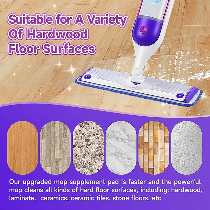 8 Pack Reusable Mop Pads Compatible for Swiffer PowerMop,Microfiber Mop Replacements Pads for 13''-15'' Spray Mop, Machine Washable Power Mop Pads for Swiffer,Dry Wet Spray Floor Pads, Blue