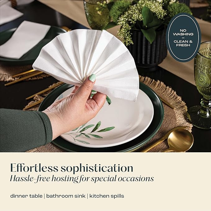 1000-Pack Servietto Disposable Linen-Feel Guest Towels [Pack of 1000] - Disposable Cloth-Like Hand Towels, Made In USA - Soft and Absorbent Paper Napkin for Kitchen, Bathroom, Party, Wedding, Or Event