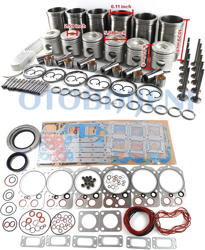 6D24 Engine Overhaul Rebuild Kit with Valve Kit for Mitsubishi 6D24 6D24T Engine for Kobelco SK450-6 SK480-6 for Kato HD1430 Excavator Engine Rebuild Repair Aftermarket Parts