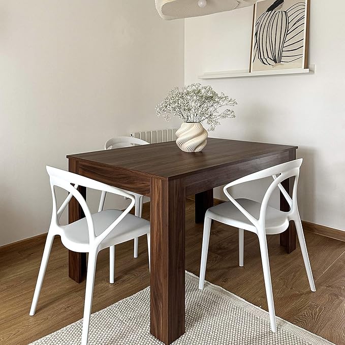Mobili Fiver, Easy, Extendable Dining Table, 55.1(86.6) x35.4 in, Walnut, Made in Italy