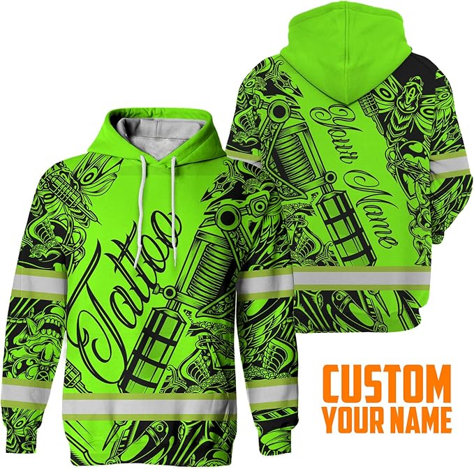 Matedecor High Visibility Hi Vis Hoodie for Men - Jobs Collection Custom Name Class 3 Reflective Safety Workwear