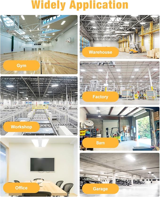LED Linear High Bay Light, 130W 19500LM High Bay LED Shop Lights, 120-277V, 5000K, 0-10V Dimmable LED Shop Light, Linear High Bay Light for Warehouse Workshops, UL Complied, 4 Pack