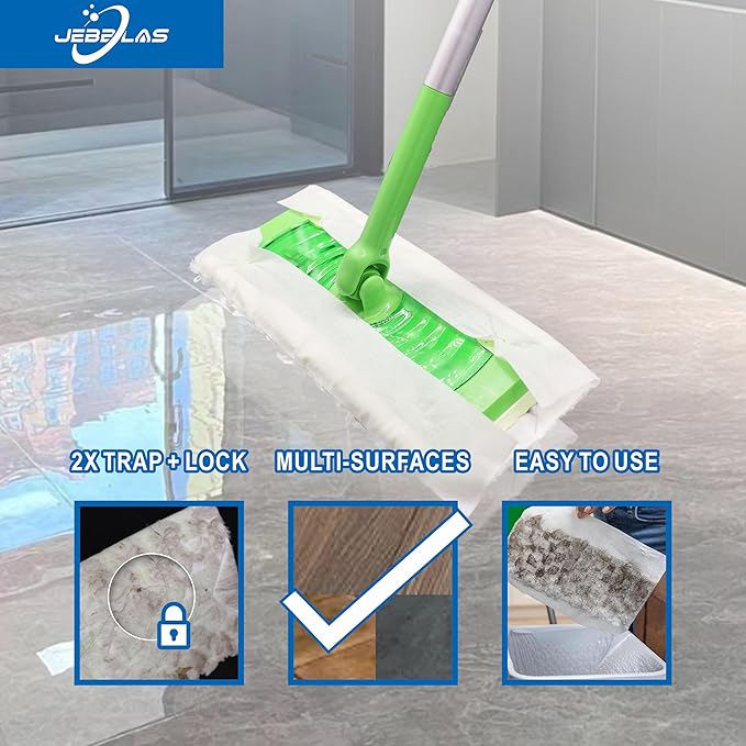JEBBLAS 40Pack Pet Dry Sweeping Cloth Refills Heavy Duty Mop Pads Multi Surface Refills for Floor Mopping and Cleaning,Disposable Sweeping Cloth for Standard Sweeper