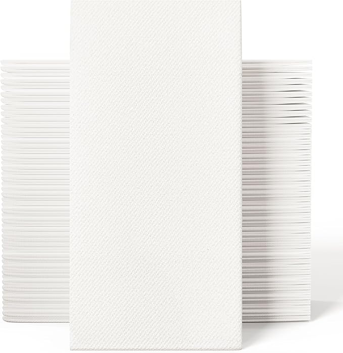 100 Count Disposable Hand Towels, Linen Feel Bathroom Hand Napkins, Soft And Absorbent Paper Napkin for Guest, Disposable Dinner Napkins for Kitchen, Parties, Weddings