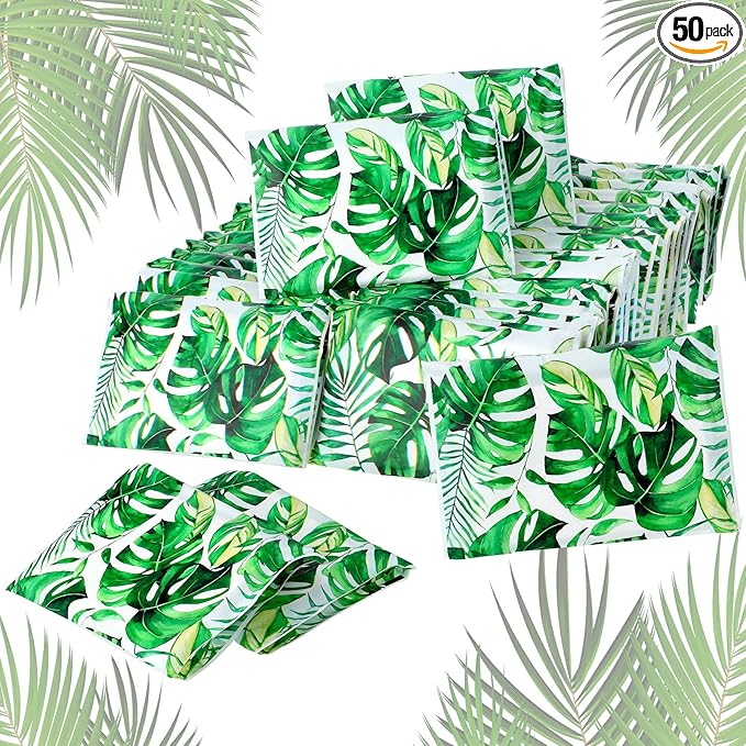 Geyee 50 Packs Facial Tissue Travel Packs Disposable Pocket Tissues for Wedding Guest Travel School Purse Home Supplies, 500 Sheets 3 Ply(Palm Leaves)