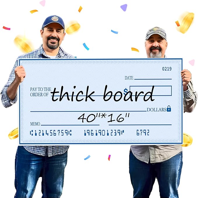 Giant Check for Presentations | 40x16 Dry Erase Big Check Board for Fundraisers - Oversized Fake Check Award, Charity & Donation Events