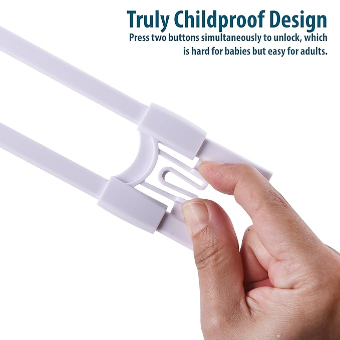 Sliding Cabinet Locks Baby Proofing – Adjustable Child Safety Latches for Knobs & Handles – 10 Pack – No Adhesive Drilling or Tools - Gray