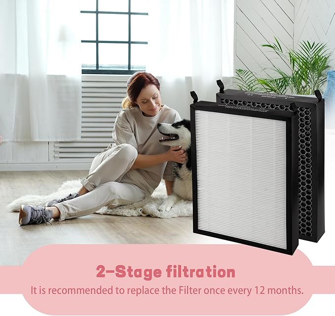 2 Pack HEPA/Carbon Combo Filter Replacement Compatible with NUWAVE OxyPure 47001, 47002, 47003, 47004, 47005, and 47006 Air Purifier