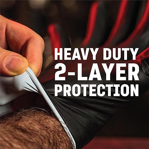 Venom Steel Industrial Nitrile Gloves, Chemical Resistant Disposable Black Gloves, Latex-Free, Powder-Free, Textured Grip, Heavy Duty Two-Layer Protection, 6 mil, XL, 100 Count