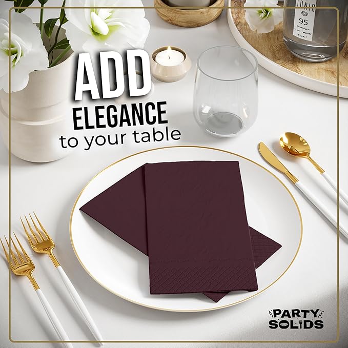 Brown Dinner Napkins Disposable 8" x 4" Folded - 40 Pcs 2 Ply Brown Napkins Disposable Paper Guest Towels for Bathrooms, Dinners, Everyday Parties & Party Supplies