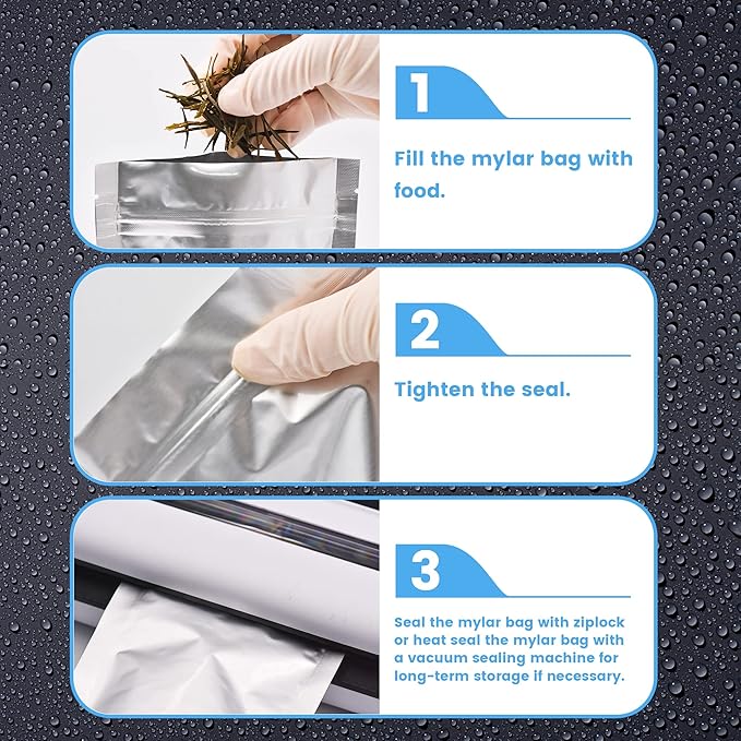 1 Gallon 30 Packs Mylar Bags For Food Storage, 10"x 14" Mylar Bags With Window, Freeze Dried Candy Bags, Reusable Storage Bags For Food, Mylar Food Storage Bags for Long Term Food Storage