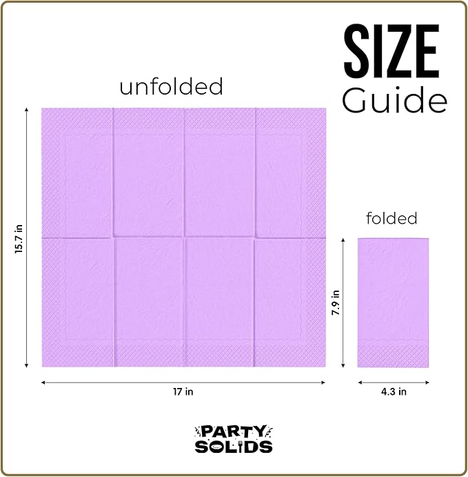 Lavender Dinner Napkins Disposable 8" x 4" Folded - 40 Pcs 2 Ply Lavender Napkins Disposable Paper Guest Towels for Bathrooms, Dinners, Everyday Parties & Party Supplies