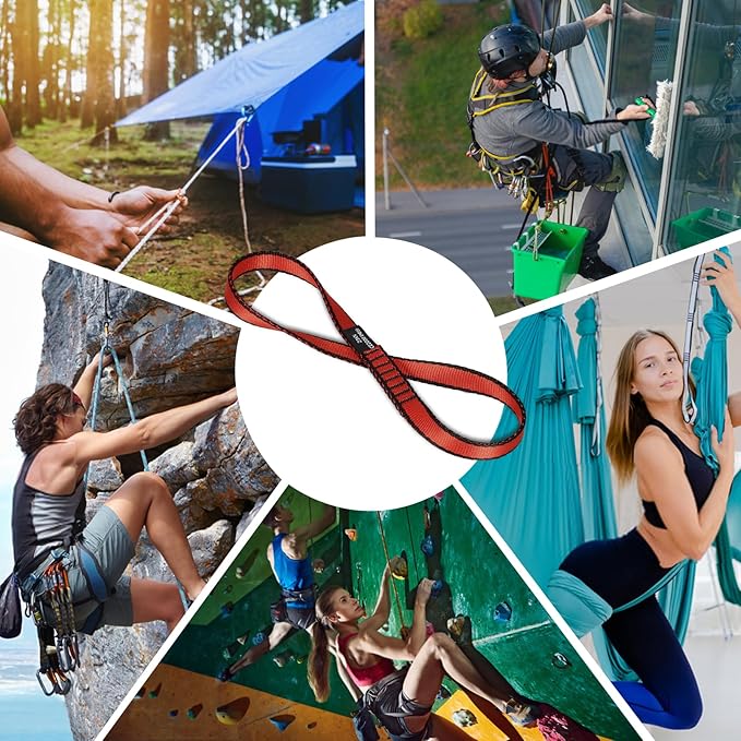 18MM Nylon Climbing Sling Runner - 23KN CE2008/EN566 Certified Outdoor Climbing Webbing for Rock Climbing, Rappelling, Mountaineering, Swing Gear, Outdoor Adventures & Emergency Anchoring