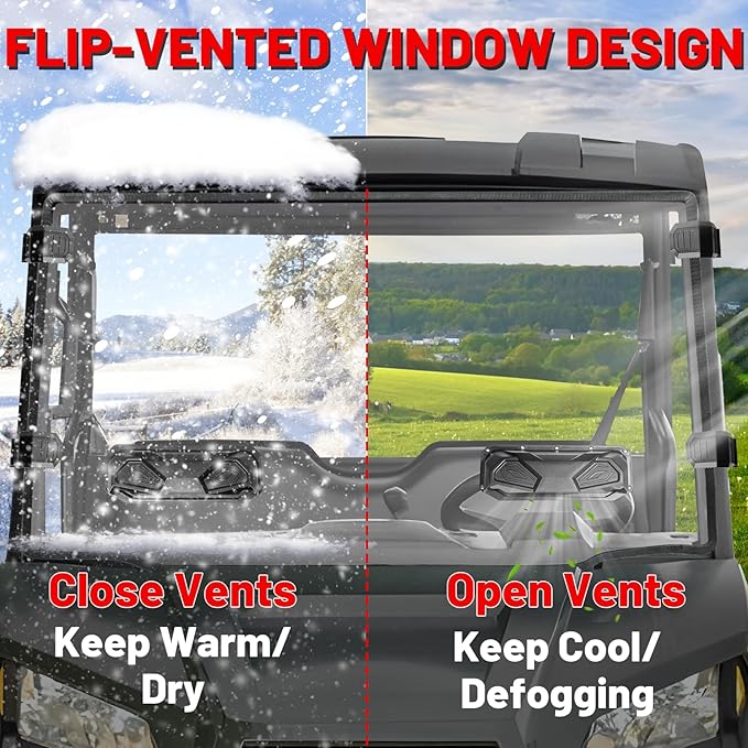 StarknightMT Ranger Midsize 570 500 Windshield Vented - Scratch-Resistant Front Windshield Compatible With 2015-2025 Polaris Ranger Mid size 500 570 ETX EV
