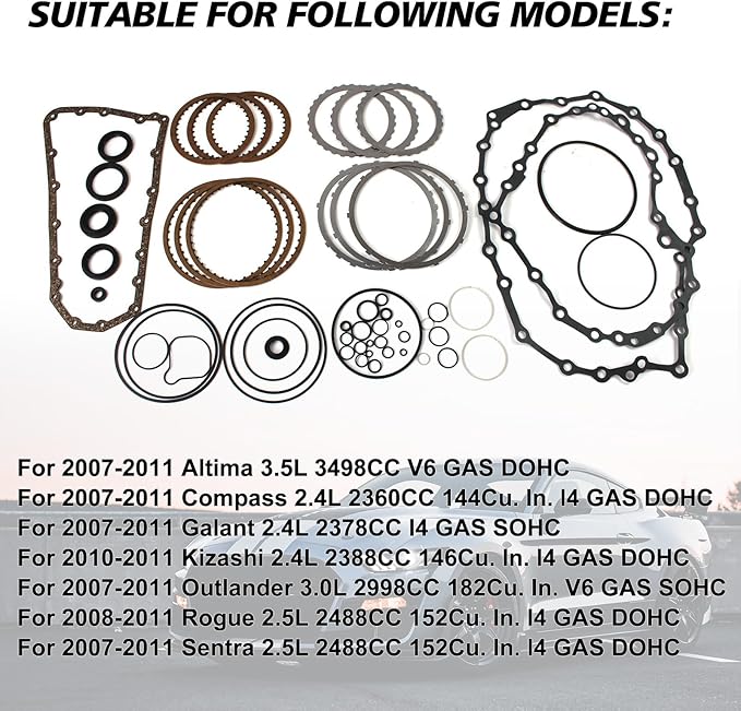 RE0F10A JF011E Transmission Master Rebuild Kit Overhaul Seals Fits for Altima Compass Galant Kizashi Outlander Rogue Sentra V6 Engine Aftermarket Parts