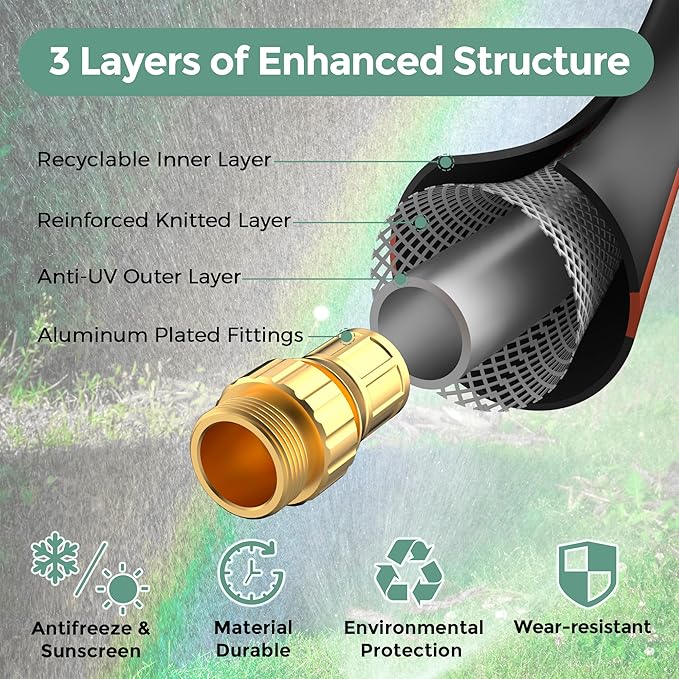 Giraffe Hybrid Leader Hose 5/8" x 6ft, Custom Length, NO Kink, Flexible, Leakproof Water Hose with Male to Female Fittings, 600 Burst PSI
