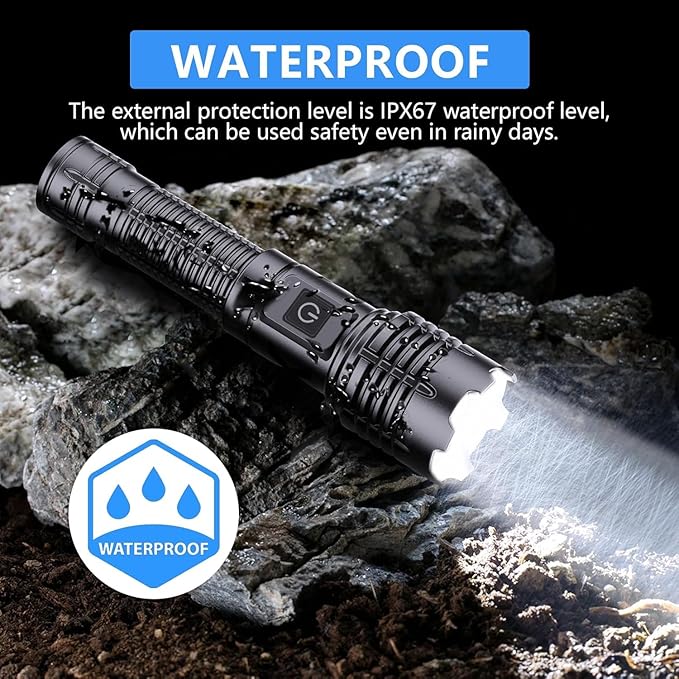 4 Pack Super Bright High Lumens Flashlight - LED Zoom Light USB Rechargeable with 5 Modes Waterproof Flash Lights for Emergency Camping Home Outdoor Use