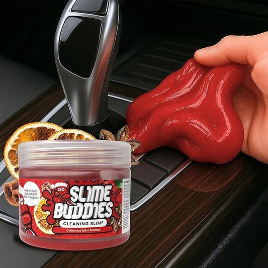 Slime Buddies Car Cleaning Gel Putty - Christmas Spice Scented Interior Detailing Tool for Cup Holders, Air Vents & Keyboard - Reusable Auto Detailing Accessories - Dust Remover Goop