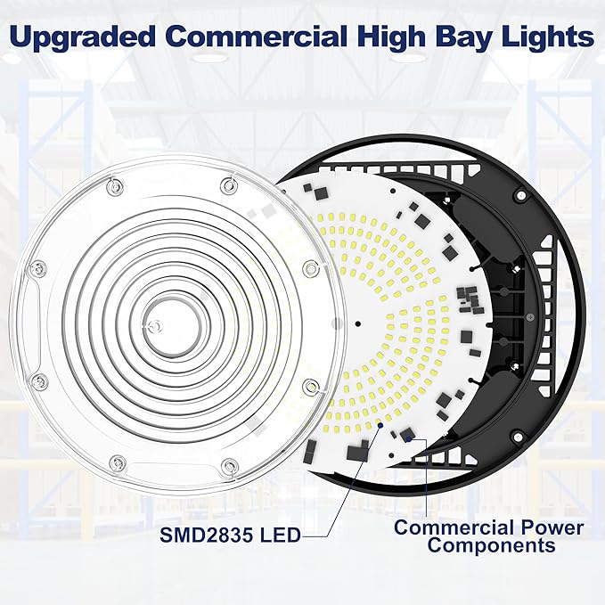 CINOTON 160W UFO LED High Bay Light, Aluminum LED Shop Lights with 24000LM, 5000K Commercial Bay Lighting for Warehouse Garage Workshop Factory, 6' Cable & Safety Rope, ETL Listed 1 Pack
