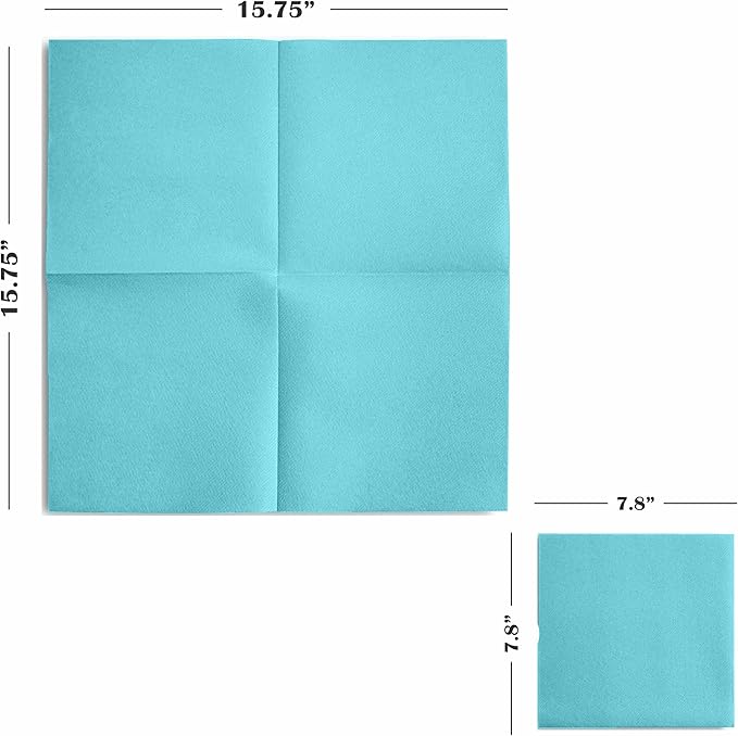 Linen-Feel Colored Paper Napkins - Decortive Cloth-Like MINT BLUE Luncheon Napkins - Soft And Absorbent. For Kitchen, Party, Wedding, Dinner Or Any Occasion. (Pack of 50)