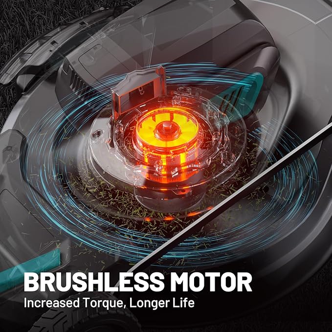 40V 21 inch Self-Propelled Lawn Mower Cordless, 3-in-1 Brushless Electric Lawn Mower with 6-Position Cutting Height Adjustment, 2 * 8.0Ah Battery & Dual Charger Included