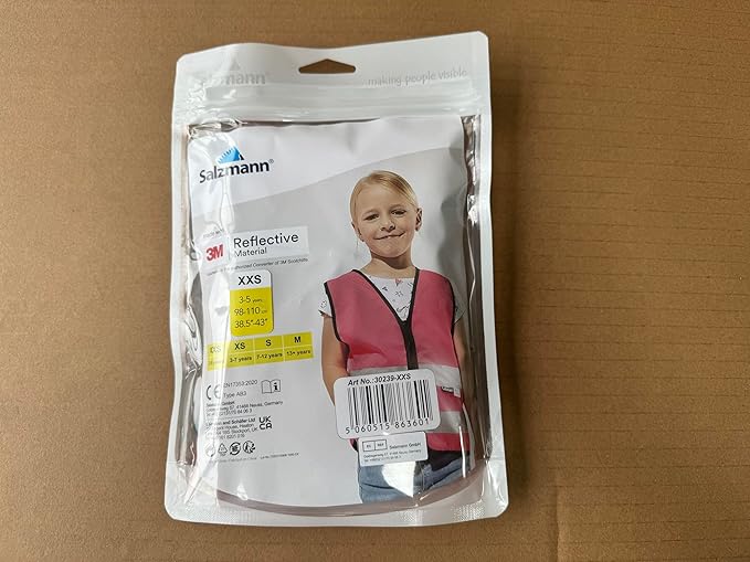 Salzmann Children's High Visibility Vest - Reflective Safety Vest with Zipper - Made with 3M Reflective Material