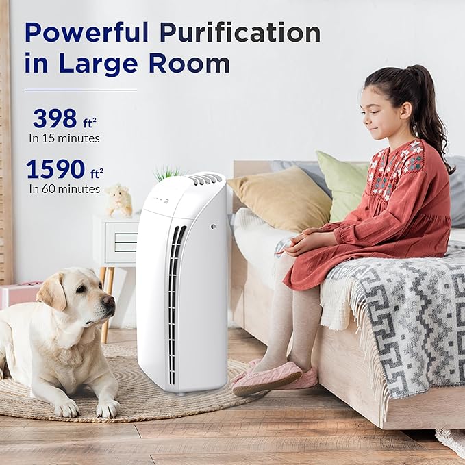 MSA3S Smart Air Purifier for Bedroom, Membrane Solutions Alexa Air Purifiers for Home Large Room With AQI, Auto Mode & H13 HEPA Filter, Pet Air Purifiers Remove 99.97% Allergen Dust Odor Smoke Pollen