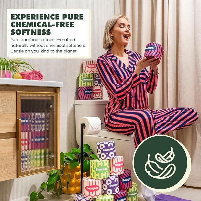 Bamboo Toilet Paper, 3-Ply & 380 Sheets, Soft & Strong Organic Bath Tissue, Chemical-Free & Hypoallergenic, Septic Safe, PFAS-Free, Tree-Free Bathroom Tissue (24 Extra-Large Rolls)