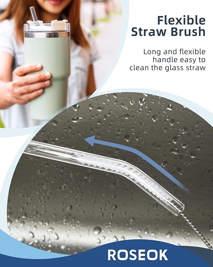 2in1 Bottle Scrubbing Brush with Straw Brush has Long and Comfortable Handle, Cleaning Glass, Sports Bottle, Coffee Mug,1 Pack, Grayish Blue