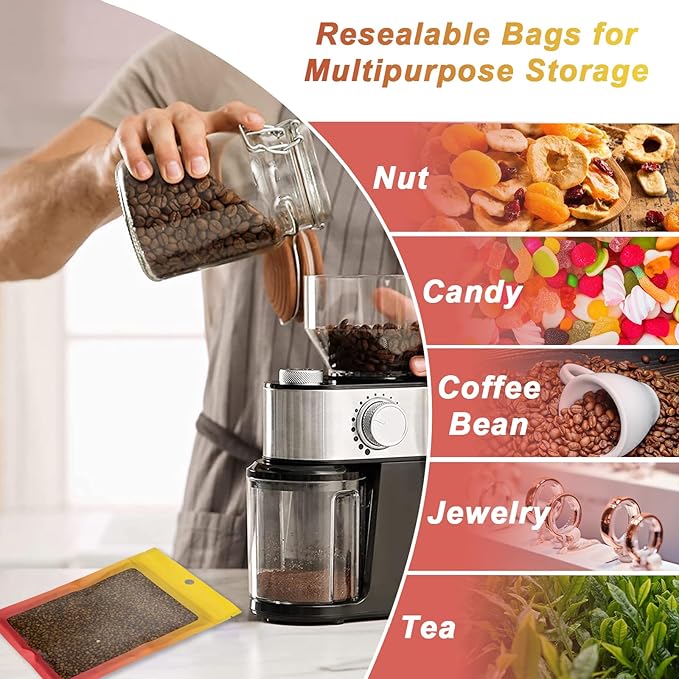 300 Pcs Gradient Mylar Bags, 3 Size Smell Proof Bags with Clear Window Foil Pouch Bags Resealable Bags for Small Business and Food Storage, Yellow Orange