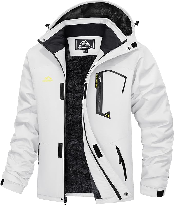 MAGCOMSEN Men's Winter Coats Water Resistant Ski Snow Jacket Warm Fleece Jacket Parka Raincoats With Hood Multi-Pockets