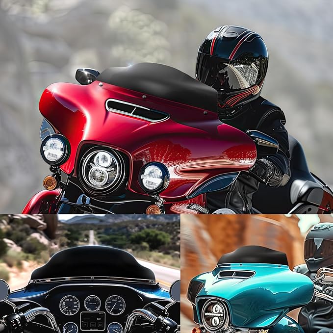 JMTBNO Black 7" Motorcycle Wave Windshield Windscreen Compatible for 2014-2024 Harley Davidson Touring Street Glide/Electra Glide/Ultra Limited/Tri Glide FLHT FLHX FLHXS FLHTK