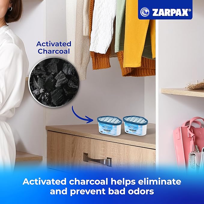 Moisture Absorber Fresh Cotton 6.5 oz/185g | Removes Moisture, Damp & Humidity | Odor Absorber With Fresh Cotton Fragrance | Moisture Trap for Bathroom, Closet, Kitchen | Set of 15