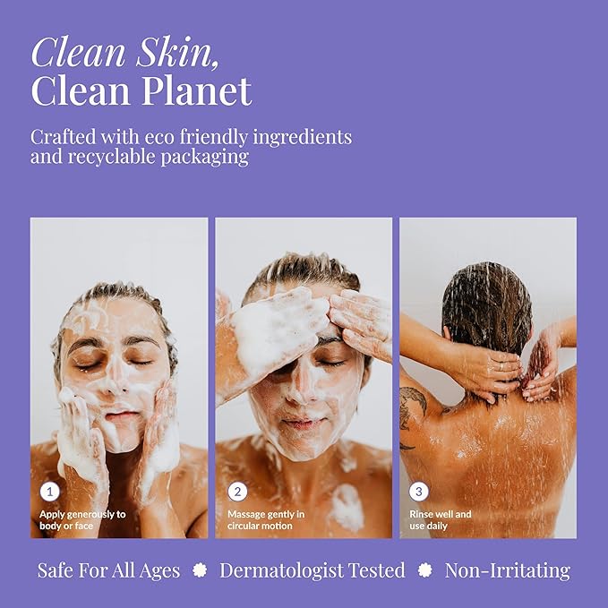 Sensitive Skin Bath & Body Wash – Sleepytime Lavender, Hypoallergenic & Dermatologist-Tested - Gentle, pH-Balanced Cleanser for Dry & Delicate Skin - Family-Friendly & Vegan (8 oz)
