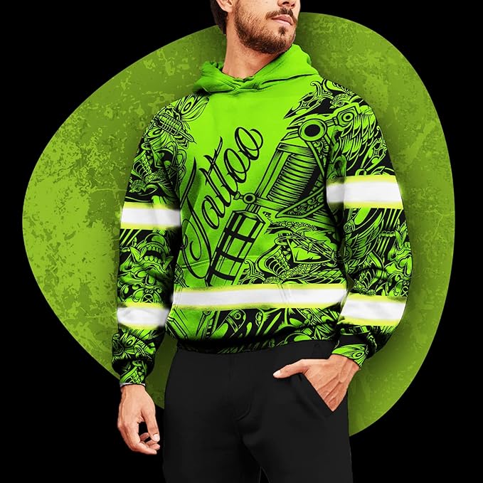 Matedecor High Visibility Hi Vis Hoodie for Men - Jobs Collection Custom Name Class 3 Reflective Safety Workwear