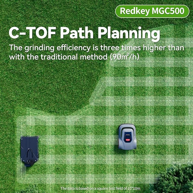 Redkey MGC500 Robot Lawn Mower with 393ft Boundary Wires for 0.12 Acre (1/8 Acre), 45% Slope, 70Mins Runtime, Auto Recharge, Automatic Robotic Lawn Mower w/Precise Location & Breakpoint Detection