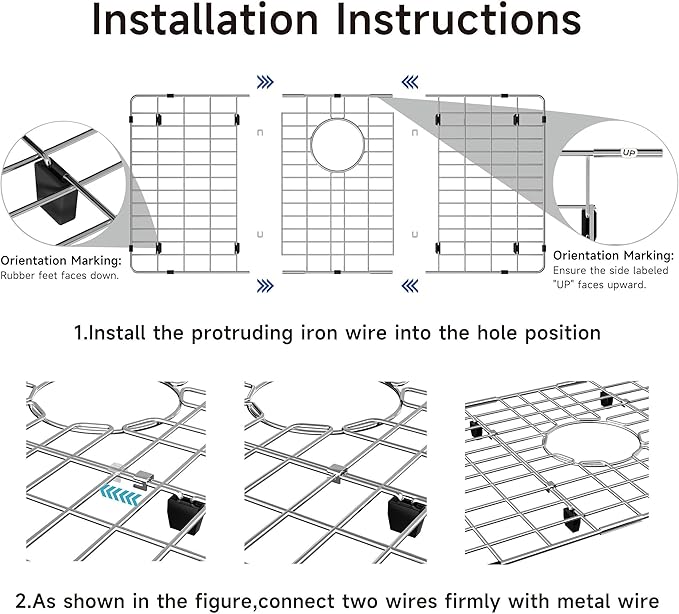 Large Sink Protector for Kitchen Sink,Metal Sink Rack 28.8" X 14.8",Stainless Steel Sink Grid for Bottom of Sink,Sink Grate with Side Drain Hole for Single Bowl with Strainer,1 Pack