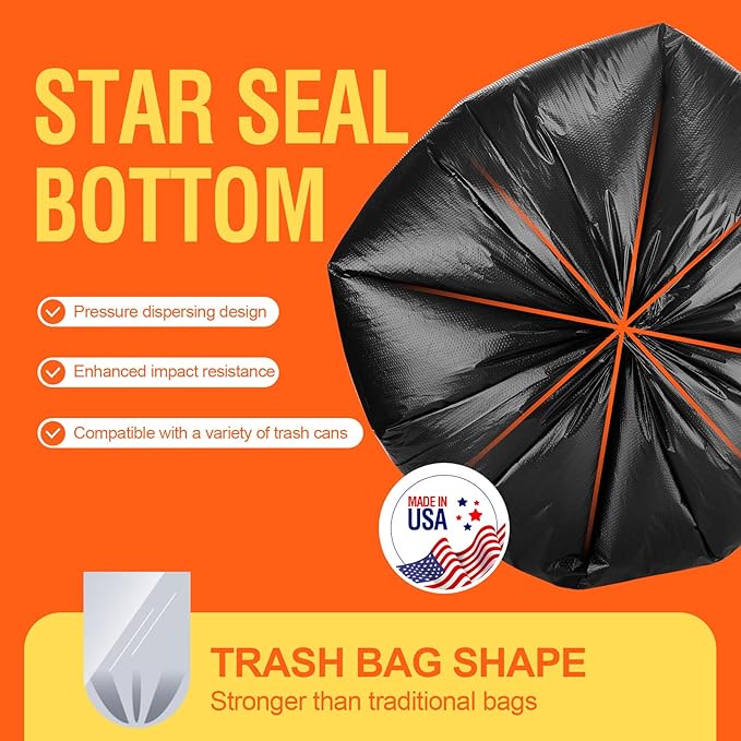 Delxo 33 Gallon Black Trash Bags,0.6 Mil, 752000 Count