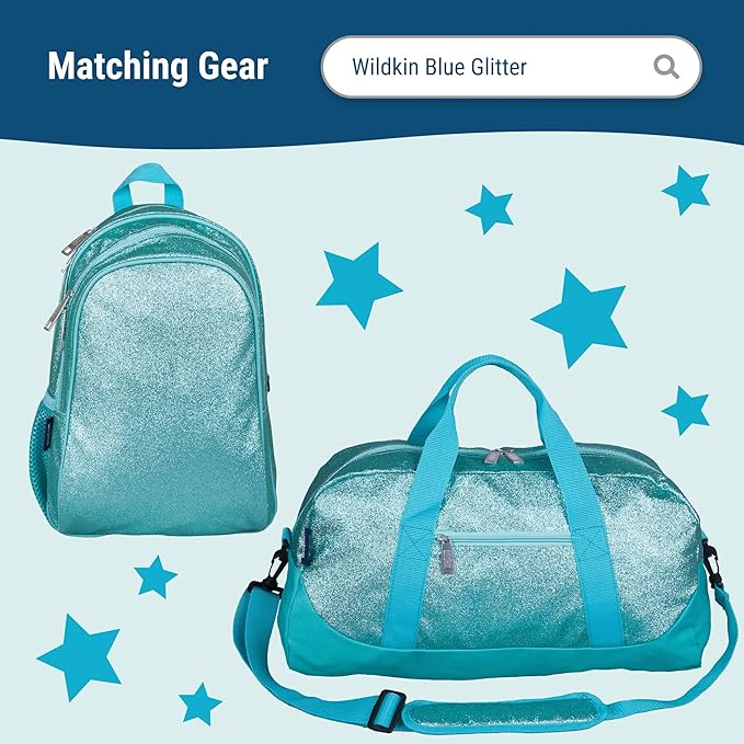 Wildkin Two Compartment Insulated Lunch Bag for Kids – School & Travel Ready - Blue Glitter