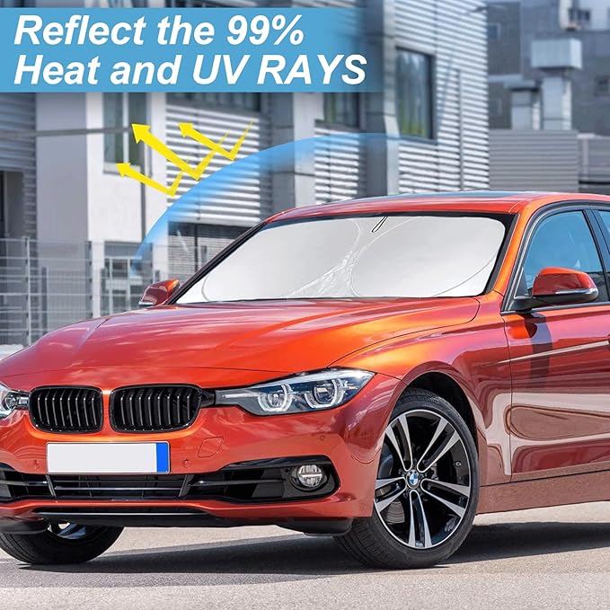 Sun Shade for BMW 3 Series 2019-2025 Windshield Sunshade- Front Window Shade for BMW 330i, 328i, 335i, 320i, 325i F30 F31Sun Visor Protector Blocks UV Rays Heat Sun Shield Accessories