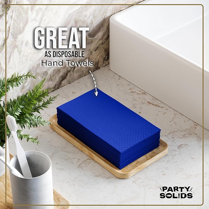Dark Blue Dinner Napkins Disposable 8" x 4" Folded - 40 Pcs 2 Ply Dark Blue Napkins Disposable Paper Guest Towels for Bathrooms, Dinners, Everyday Parties & Party Supplies