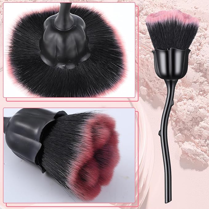 2 PCS Nail Dust Brush, Rose Shape Nail & Makeup Brush Nail Art Dust Powder Remover Cleaner Brushes for Nails Trimming Cleaning Makeup Brushes Tools