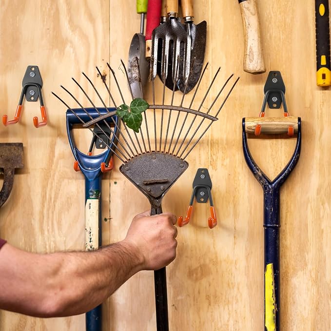 Garage Hooks, 20-Pack Steel Garage Accessories for Organization and Storage, Heavy Wall Mount Duty Hooks with Anti-Slip Coating for Hanging Ladder, Bike, Power Tools and More Tools, Orange