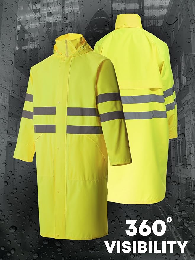 Safety Raincoat ALBATROSS PLUS Long Hooded Waterproof Emergency Rain Jacket Poncho for Men Women Adults