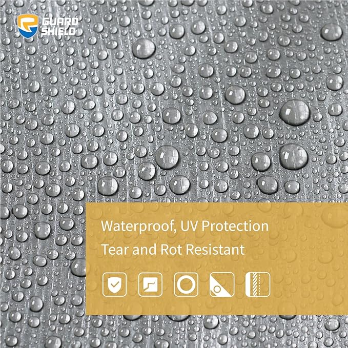 GUARD SHIELD Tarps Heavy Duty Waterproof 12x12 Feet Silver/Black Poly Tarp Cover Square Outdoor Thick UV Resistant Tarpaulin with Grommets 10mil (2-Pack)