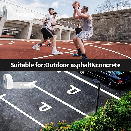 Reflective Pavement Marking Tape, Slip-Resistant & Durable. Heavy-Duty Rubber Base for Outdoors. Ideal for Driveways, Walkways & Parking Areas (White, 2 Inch X 148 Feet)